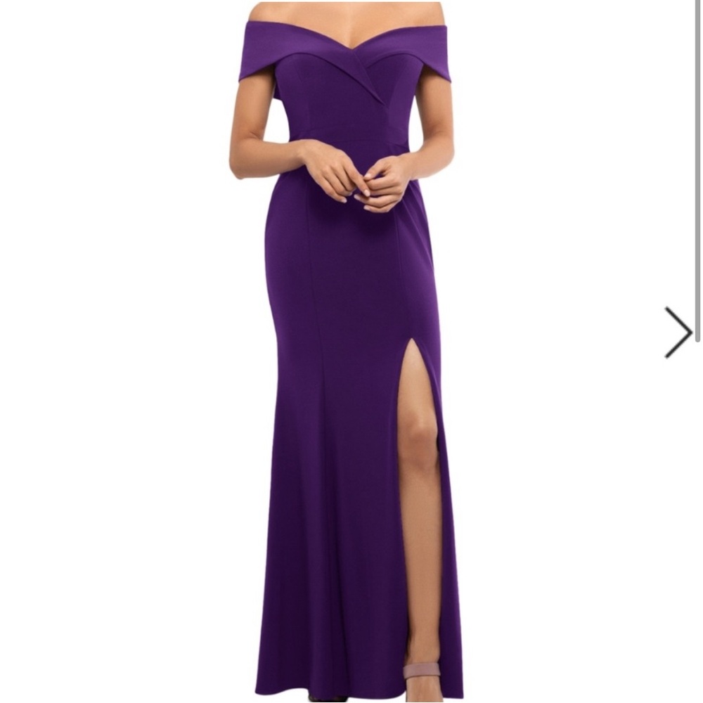 Xscape Strapless Purple Evening Dress